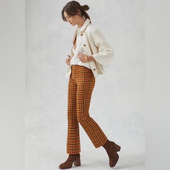 Anthropologie checkered kick flare pants - Picture 1 of 4
